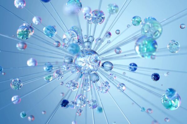 3D render abstract digital visualization depicting neural networks and AI technology.