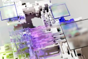 Colorful abstract 3D rendering showcasing AI and deep learning technology.