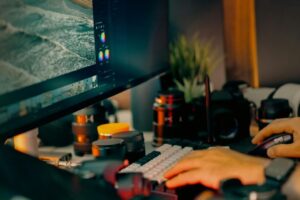 Photo Editing Color Grading Monitor Workspace Studio