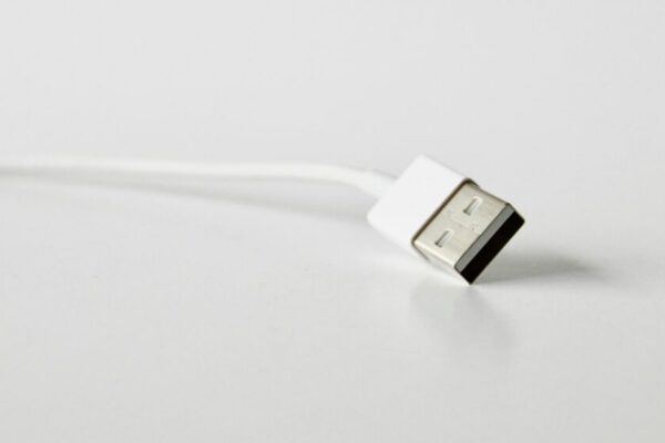 A detailed close-up image of a USB cable, perfect for technology-related projects