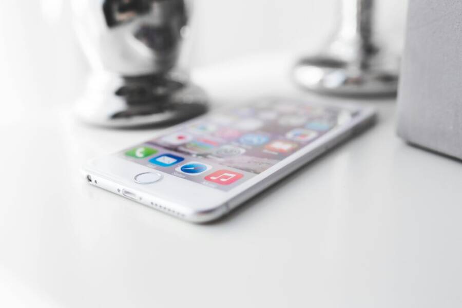 Close-up of a modern smartphone with uniform icon design