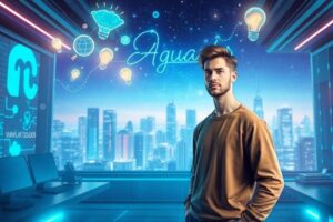 AI 生成圖片：水瓶座核心特質的象徵性場景，展示創新與獨立性的氛圍