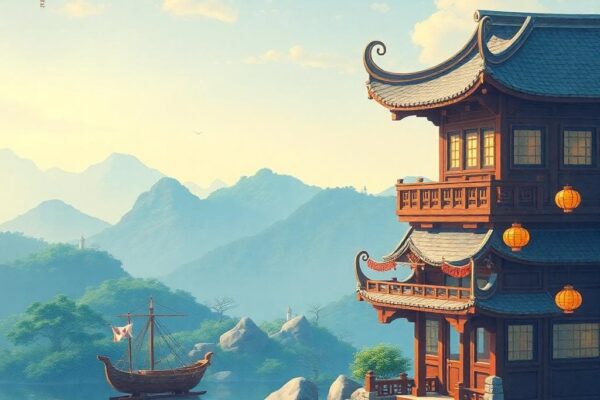 一個充滿活力的年輕人奔跑在冒險道路上，周圍環繞火焰元素，背景是陽光普照的山脈，前景有羊的圖騰，象徵白羊座的火象能量。