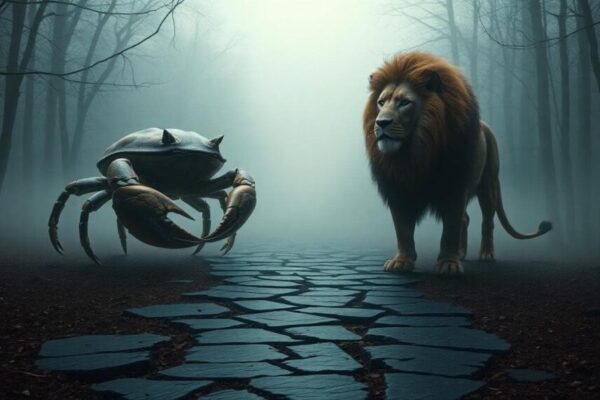 巨蟹座與獅子座的互補象徵性場景