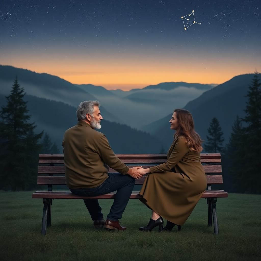 Image generated by AI: 摩羯座戀愛氛圍，穩重與承諾的象徵場景