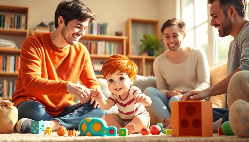 童年家庭場景,顯示白羊座孩子在鼓勵與指導中成長