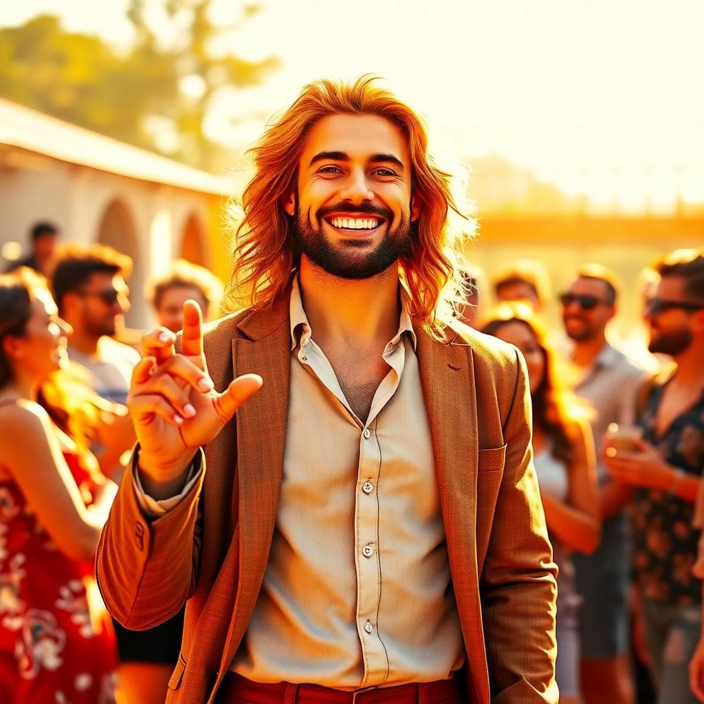 自信獅子座與熱情社交場景,AI 圖像