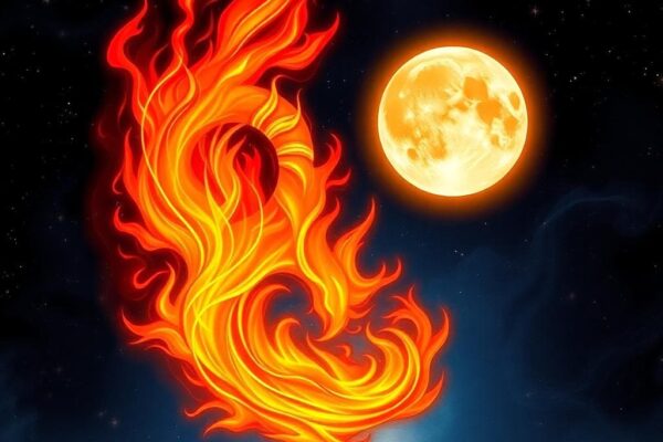 月亮與白羊能量交互的AI生成圖