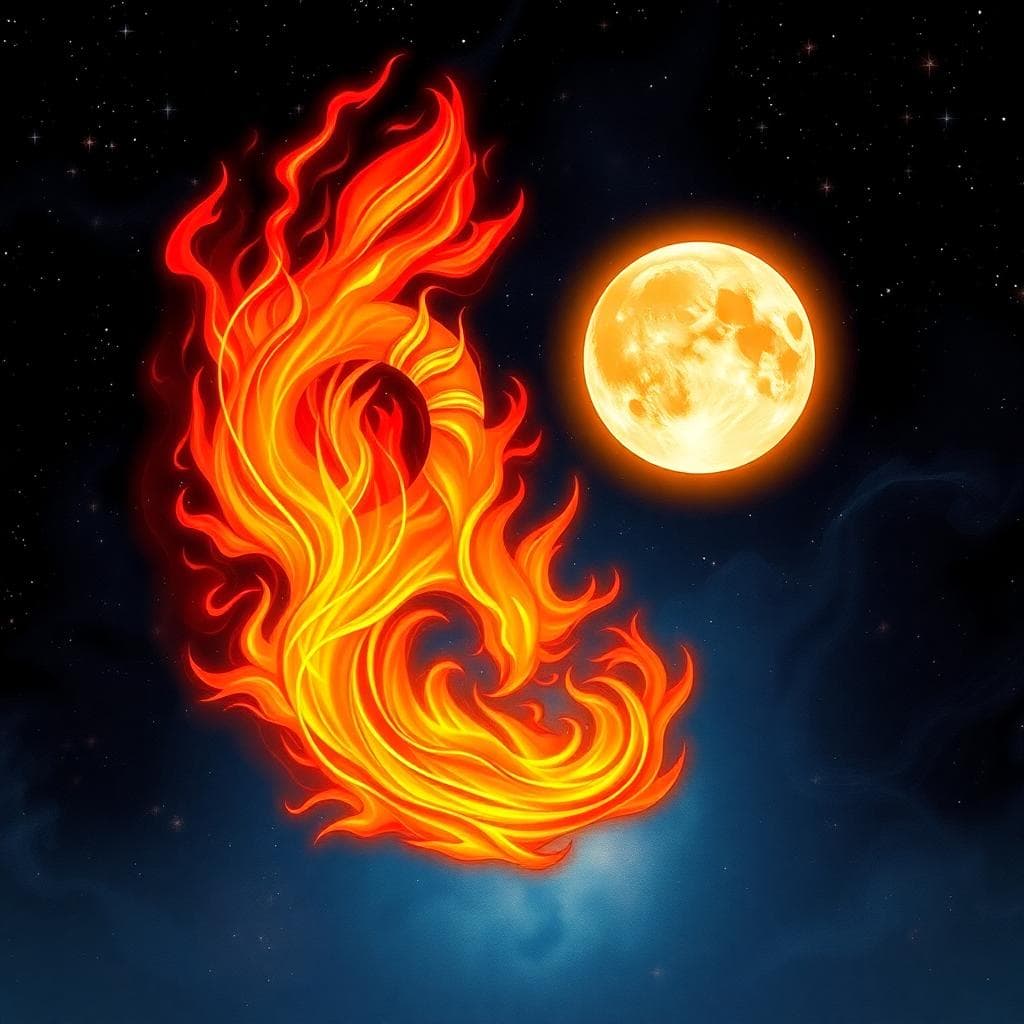 月亮與白羊能量交互的AI生成圖