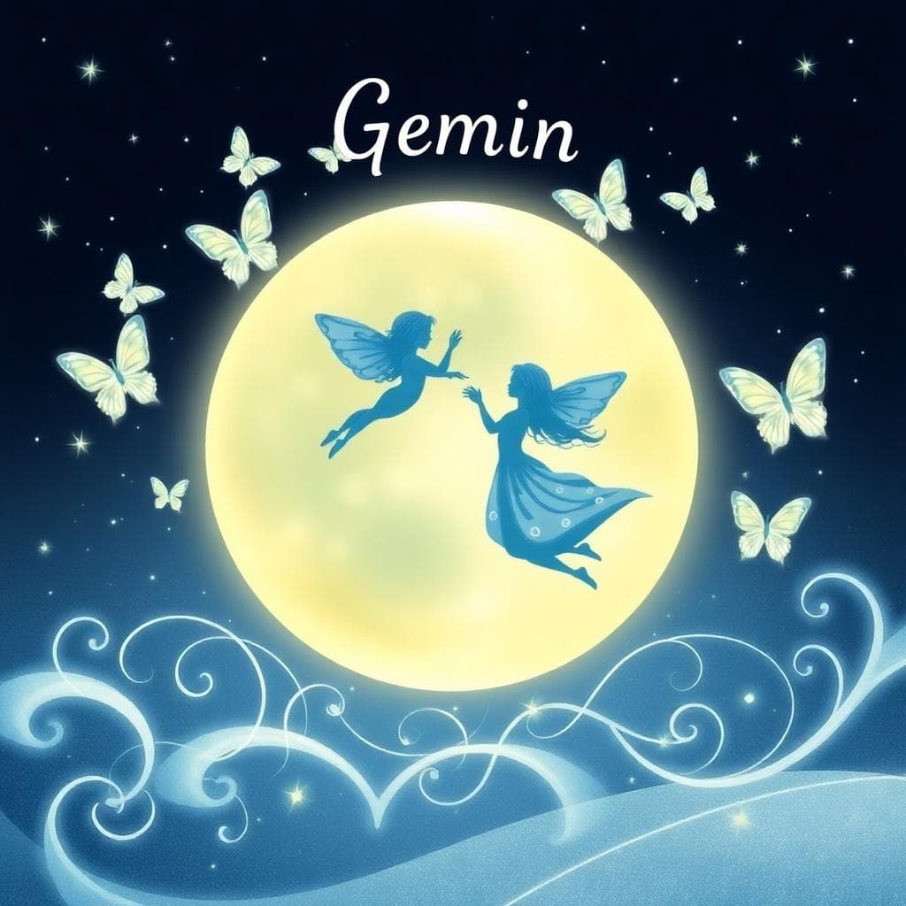 月亮雙子座的情感動力插畫