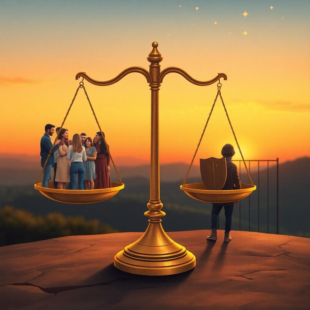 天秤座邊界與溝通的平衡圖像，AI生成示意