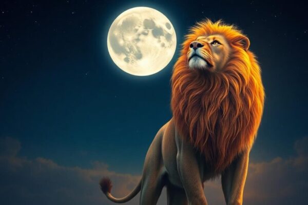 Image generated by AI: 月光下的獅子座月亮，象徵自信與情感深度
