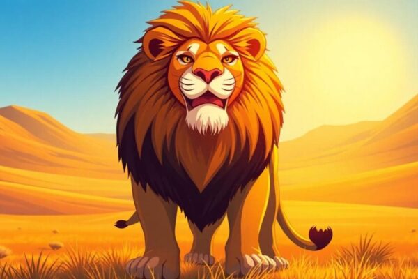 Image generated by AI: 充滿自信與領導力的獅子形象，陽光般的氛圍與溫暖的光線，象徵熱情與魅力