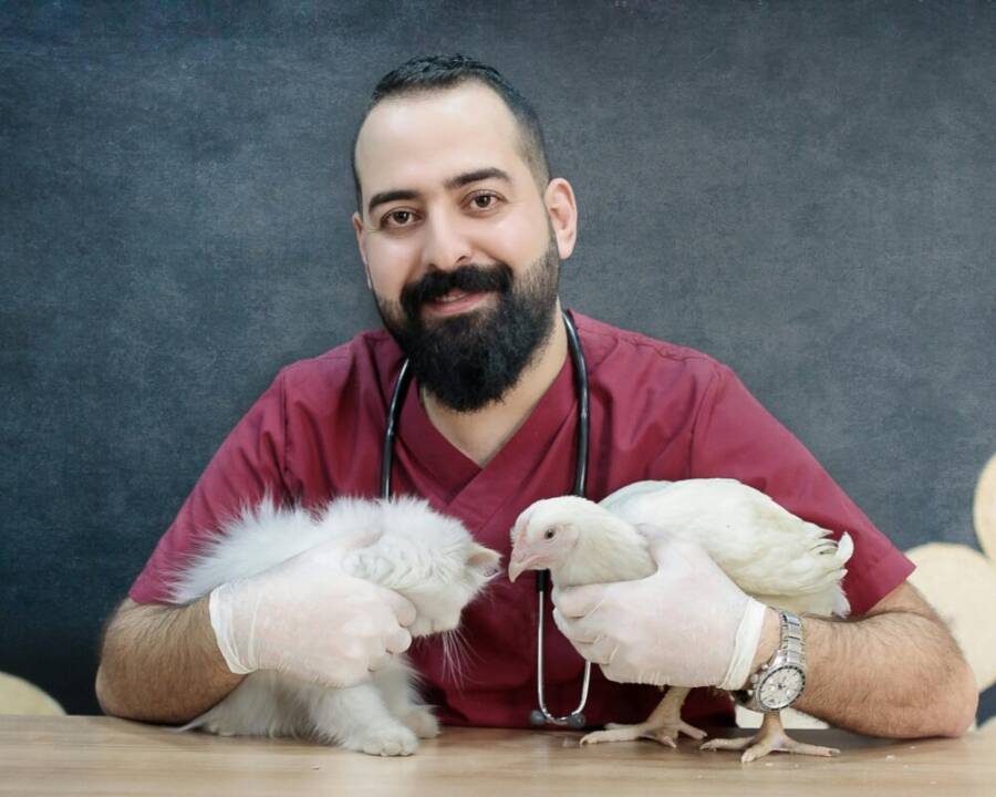 image of veterinarian with a small animal