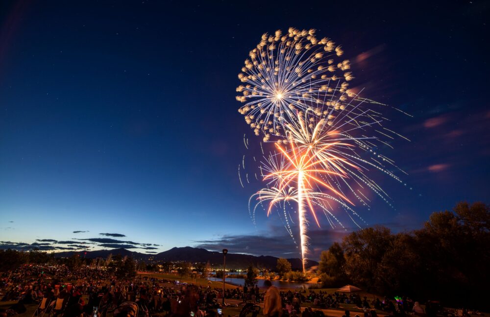 Stunning long exposure of fireworks illuminating the night sky over Wenatchee, WA.