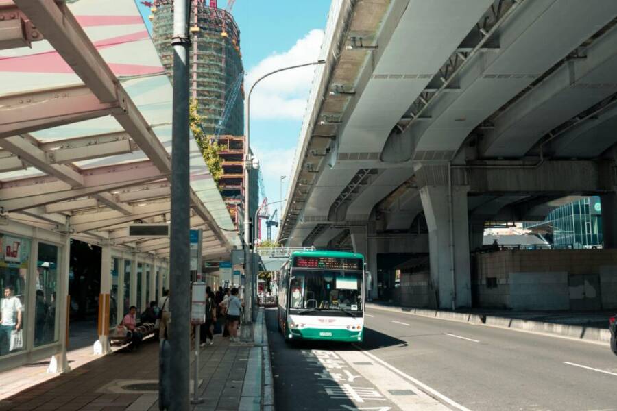 Urban bus scene