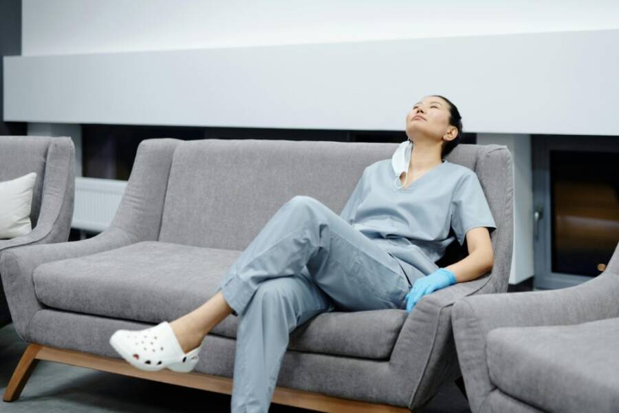Nurse resting after shift