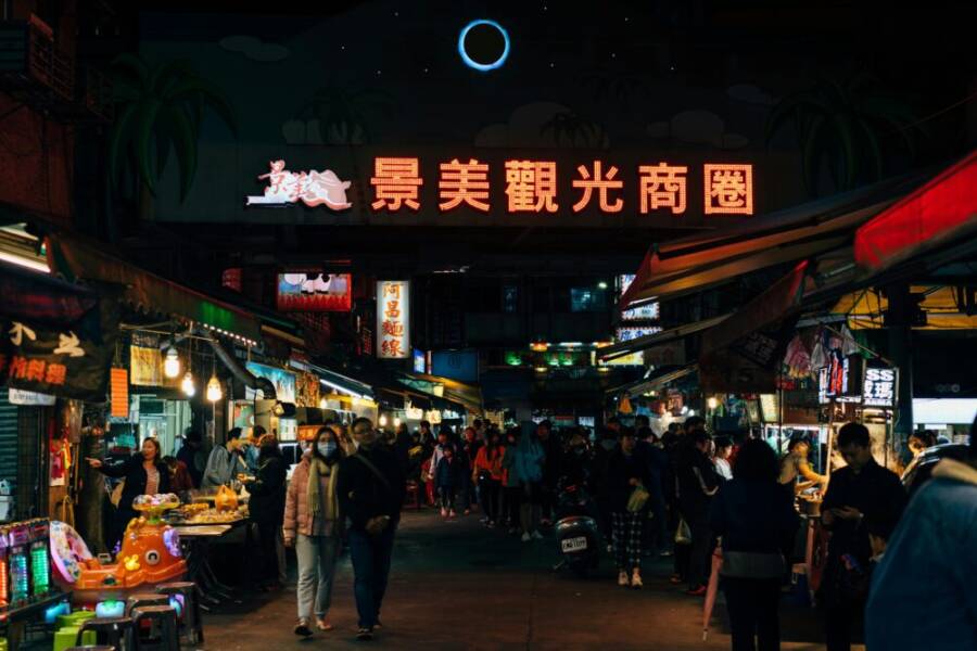 Vibrant night market scene