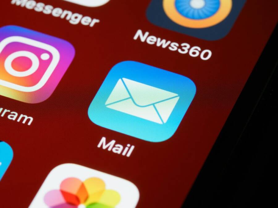 Phone with Mail icons on screen