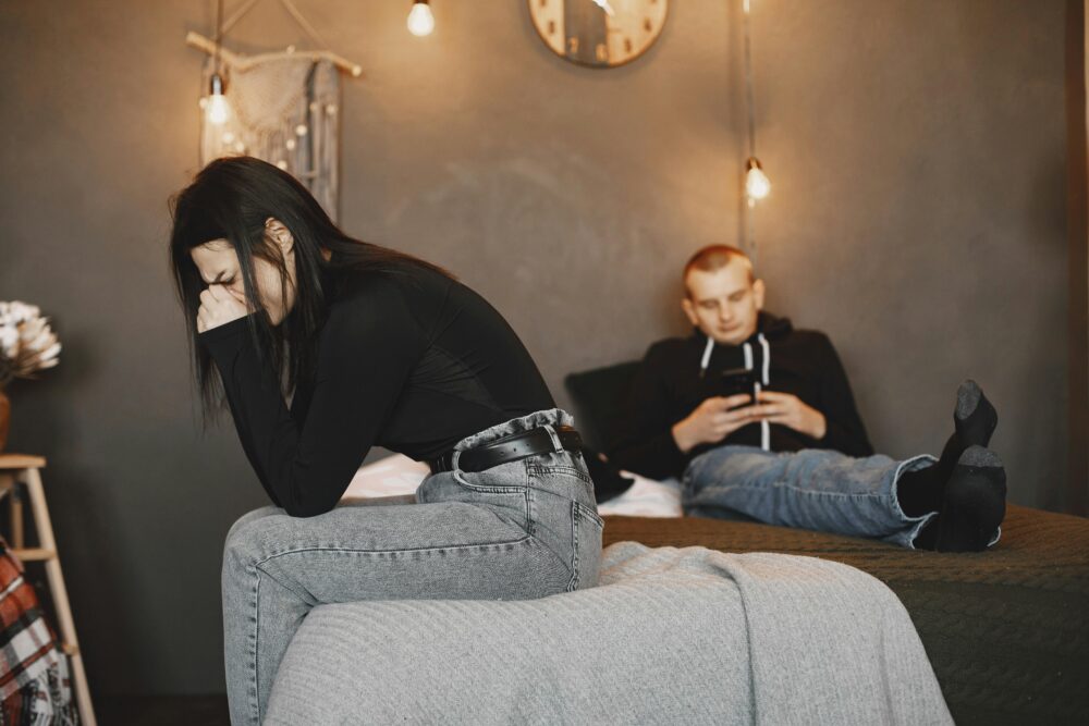 A couple experiencing tension and distance, highlighting relationship challenges