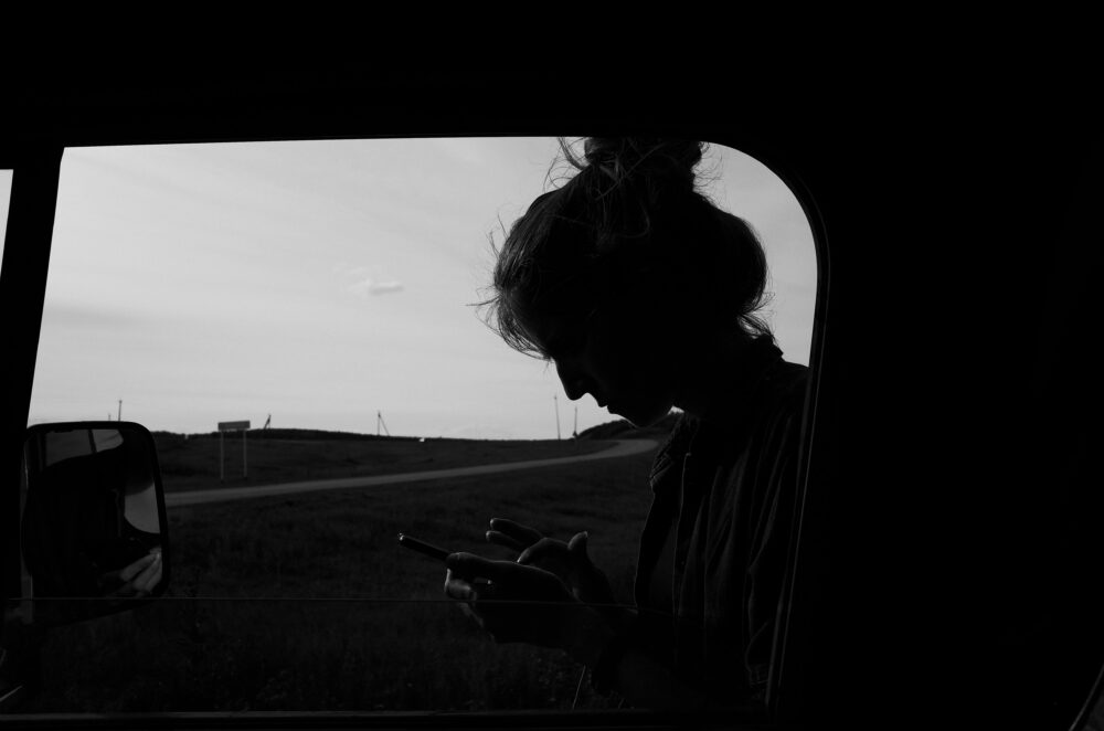 image of silhouette shooting with smartphone