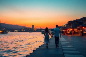 淡水河口夜景示意圖