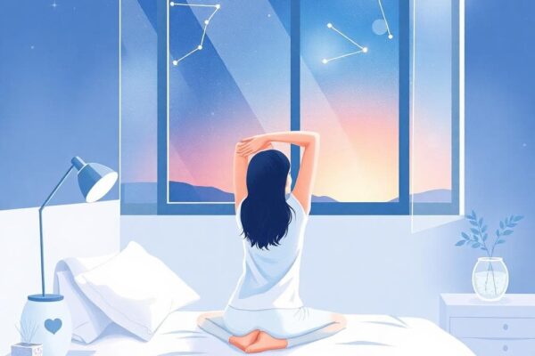 AI 生成圖片：上升水瓶座在清晨實踐健康作息的場景