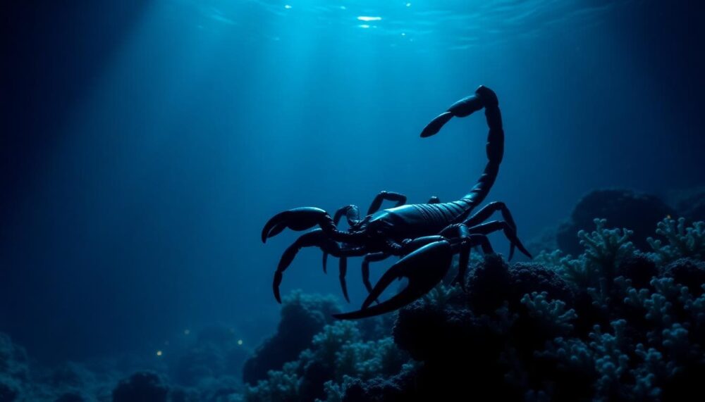A serene underwater scene representing Scorpio