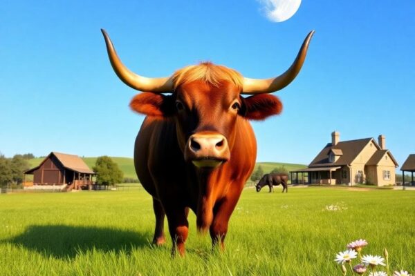 Image: 穩定感象徵的金牛月亮，AI 生成的安定田園景