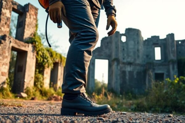 準備出發前的裝備與安全思維，AI生成圖片，描述為在台灣廢棄建築現場前準備的場景。