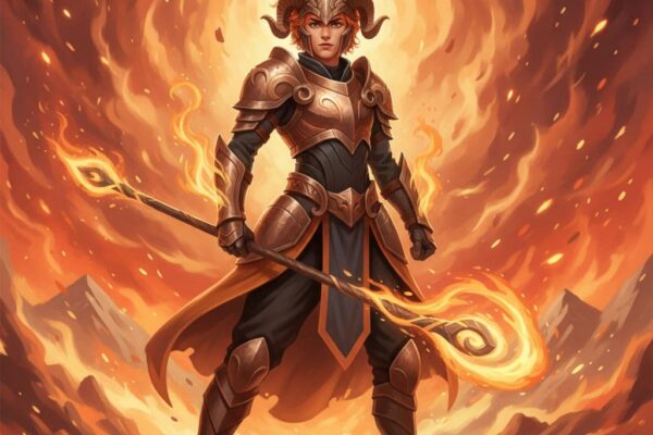 充滿活力的白羊座人物，象徵火象星座的熱情