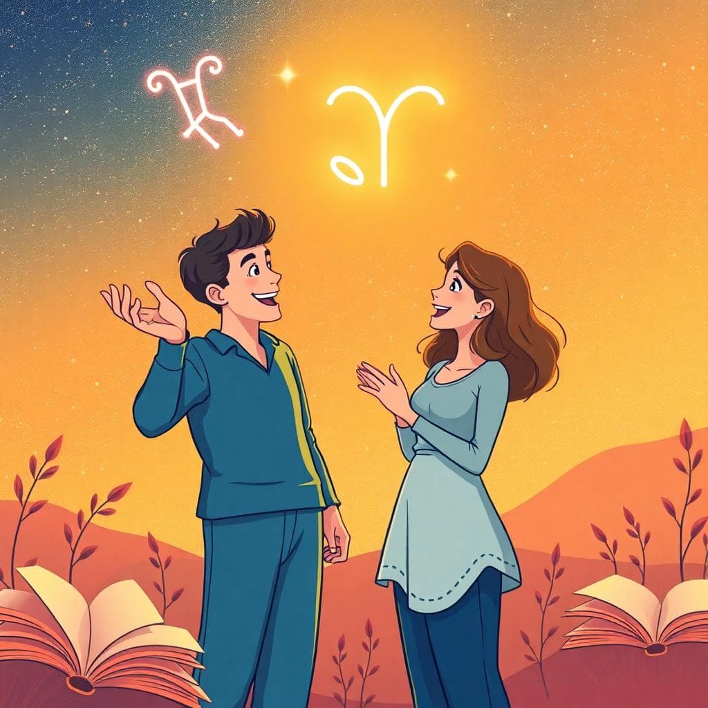 Image generated by AI: 雙子座情感核心與互動場景，象徵溝通、自由與刺激的平衡