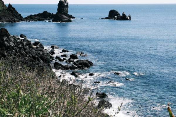探索濟州島岩石海岸線的崎嶇之美，這裡有淡水藍的海水和自然形成的奇觀。