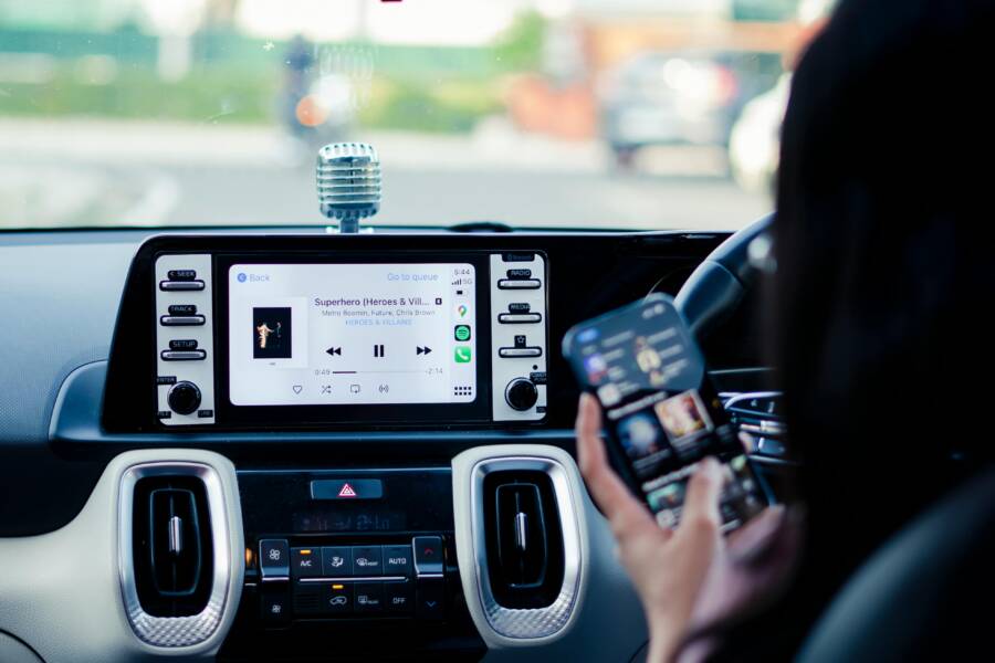 Car dashboard with a touchscreen display