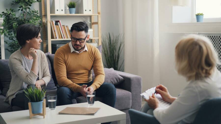 A couple in a counseling session