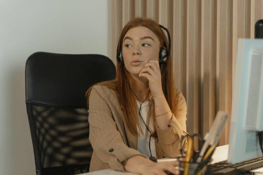image of a professional person with a headset in an office