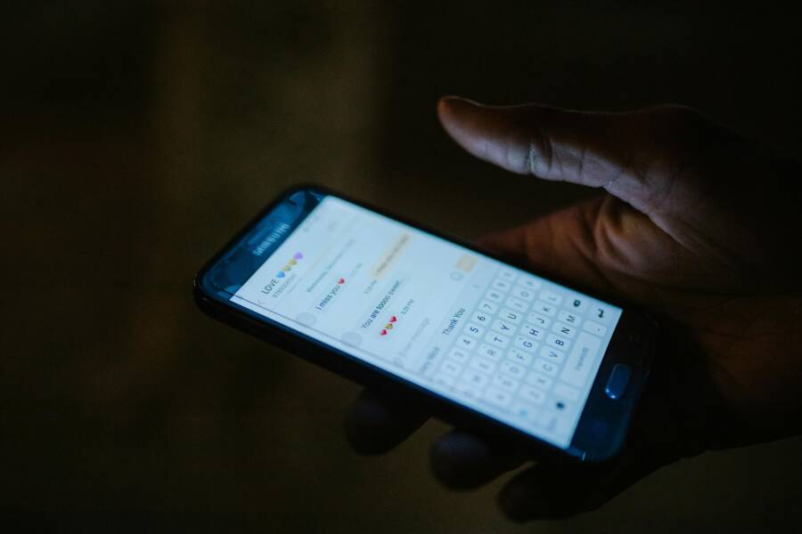 image of a smartphone messaging app in use